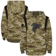 Olive Youth Atlanta Falcons 2021 Salute to Service Therma Performance Pullover Hoodie